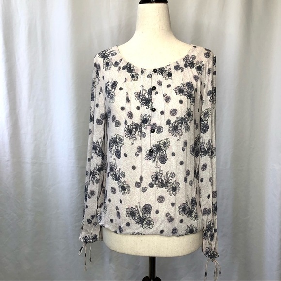 Lucky Brand Tops - Lucky Brand semi-sheer crepe buttoned lotus top XS